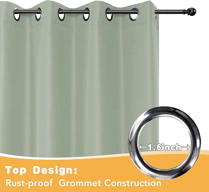HolidayIdeas Outdoor Curtains for Patio Waterproof, 4 Panels - 54 x 108 Inch - Privacy Protection & Light Filtering Curtains Grommet Outside Curtains for Porch, Backyard (Sage Green) HolidayIdeas