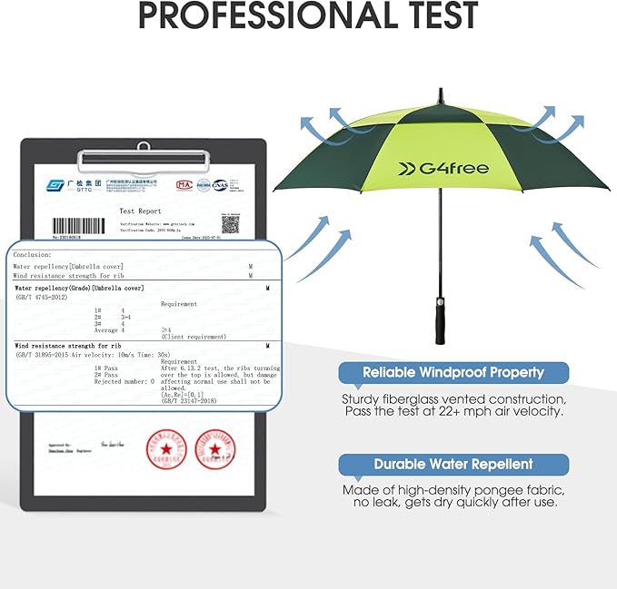 G4Free 47/54/62/68/72 Inch Automatic Open Golf Umbrella Oversize Extra Large Double Canopy Vented Windproof Waterproof Stick Umbrellas G4Free