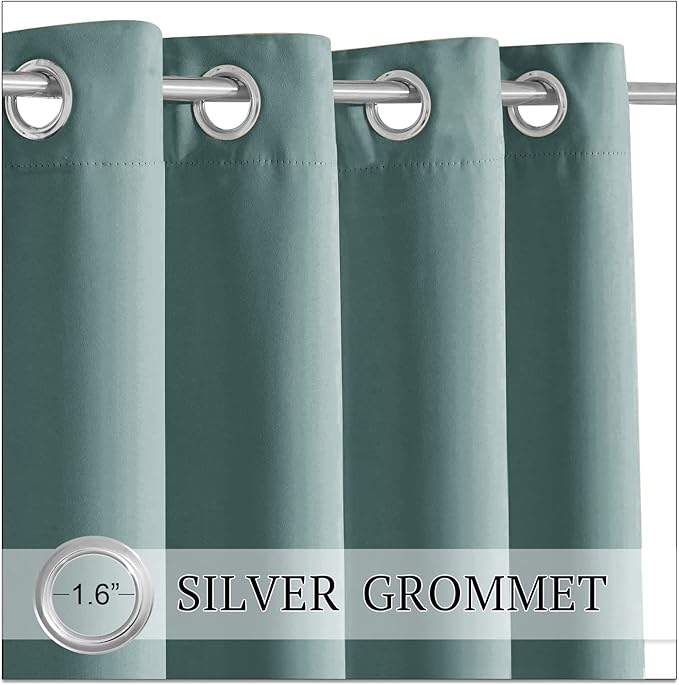 RYB HOME Outdoor Curtains for Patio, Waterproof Blackout UV Protection Outside Decor for Porch Swimming Pool Hut Garden Pavilion Pop Up Tent Pergola Balcony, W 52 x L 84, 1 Panel, Greyish Blue RYBHOME