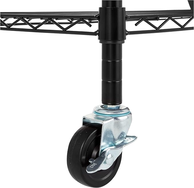 Amazon Basics 5-Shelf Heavy Duty Garage Shelving Storage Rack with 4" Wheel Casters, Adjustable Metal Wire Organizer, 300 lbs Per Shelf, 30" x 14" x 64.75", Black AmazonBasics