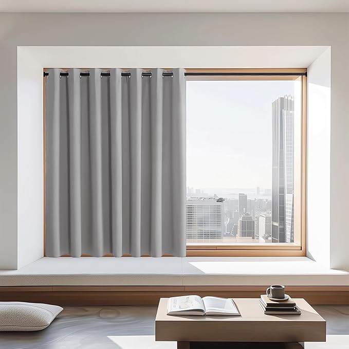 NICETOWN Blackout Curtains 72 inches Long, Grommet Privacy Window Treatment Thermal Insulated Room Darkening Sliding Glass Door Drape for Bedroom Living Room, 1 Panel, W100 x L72, Silver Grey NICETOWN