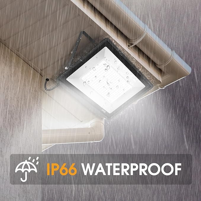 2 Pack 250W Led Flood Lights Outdoor,Super Bright 37000LM Security Lights with Plug,Exterior IP66 Waterproof 5000K Daylight White FloodLight for Basketball Court, Yard, Garden,Parking lot etc YANYCN