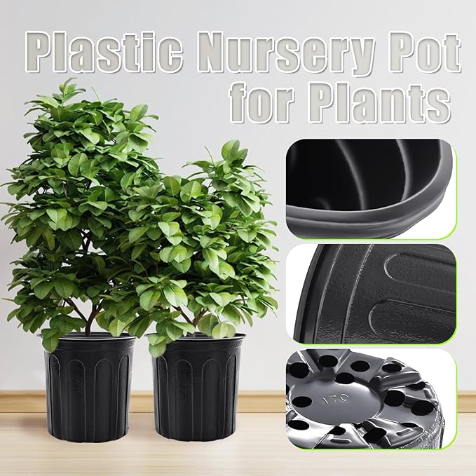 Anyumocz 90Pcs 1 Gallon Nursery Pots for Plants,Plastic Seedling Pot with Drainage Holes,Garden Flower Plant Container for Transplanting,Succulents,Cuttings(Black) Anyumocz