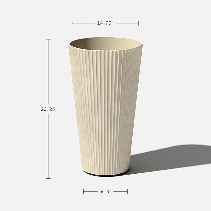 Veradek Demi Series Tall Planter for Porch, Patio, Backyard | Durable Plastic-Stone Composite Material | Modern Décor for Tall Plants, Grasses VeradekOutdoor