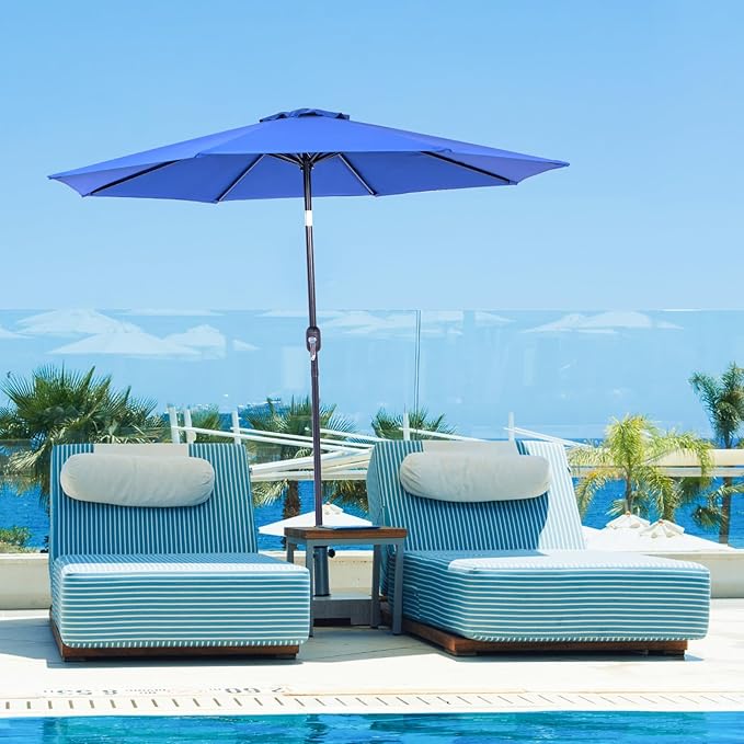 Backyard Expressions 9 ft. Patio Umbrella, Market Table Umbrella w/Tilt and Crank, 8 Ribs BackyardExpressions