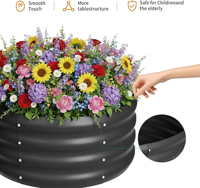 2-Pack 2x1ft Galvanized Raised Garden Bed, Outdoor Planter Bed, Metal Planter Box for Gardening and Planting,Black Besebay