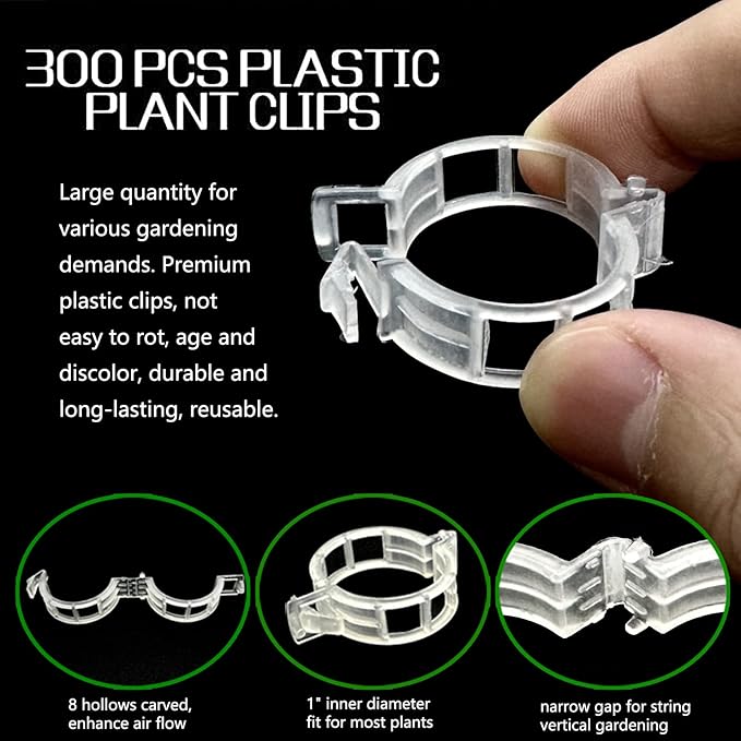 Piteno® 300Pcs Tomato Clips, Plastic Trellis Clips, Plant Support Clips, Grape Vine Tomato Vine Vegetables Plants Garden Support Clips to Grow Upright Makes Plants Healthier Piteno