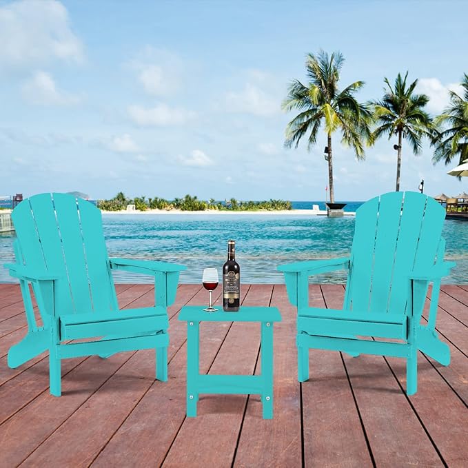 Adirondack Outdoor Side Table, 2-Tier Sturdy Patio End Table Weather Resistant, 16.5" Solid Side Table for Patio, Pool, Porch Apolimi