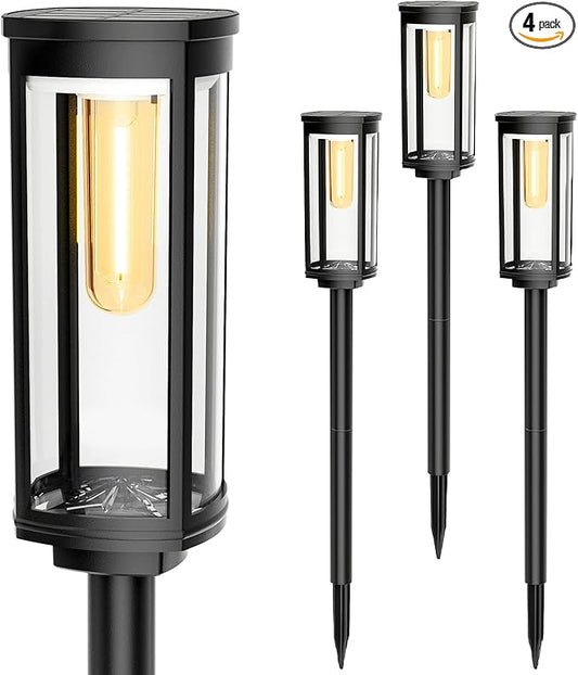 Solar Pathway Lights Outdoor 4 Packs, Bright Solar Path Light Outside Waterproof, Solar Garden Decorative Solar Powered Landscape Lights for Walkway Driveway Lawn Patio Sidewalk Yard Decor COXSENI
