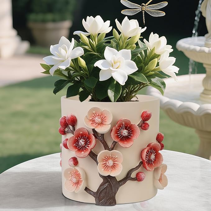 Flower Petals Plant Pots - Cute Planters for Indoor Plants, Decorative Plant Pots with Drainage, Funny Unique Planter for Succulents/Snake Plants/Cactus - Retirement Gift for Woman UWONDERFUL