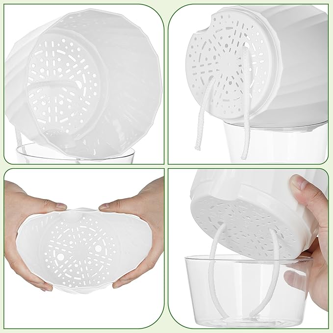 KIMCHOMERSE Self Watering Plant Pots, 6 Inch Plant Pots White, 3 Pack Flowers Pot Indoor Planter Pots with Tray for Spider Plant, Orchid, African Violet KIMCHOMERSE