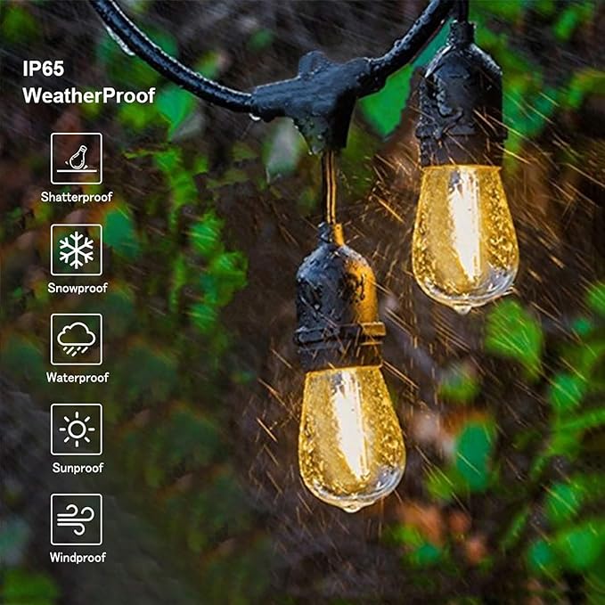 Svater Outdoor String Lights Led 105FT, Commercial Grade Patio Light with 1W Dimmable S14 Shatterproof Bulbs, ETL Listed Heavy-Duty Outside Waterproof Cafe Bistro Market Lighting Warm White Svater