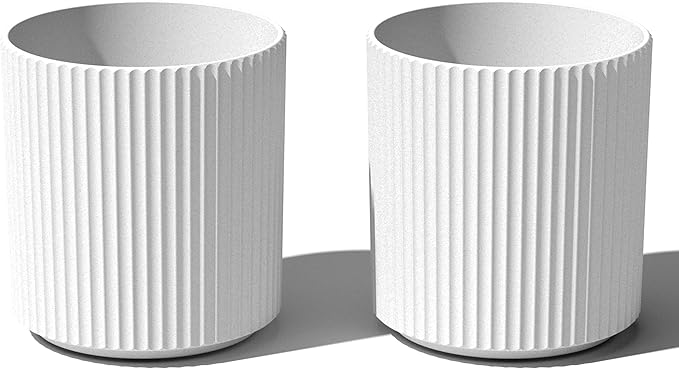 Veradek Demi Series Round Planter for Porch, Patio, Backyard | Durable Plastic-Stone Composite Material | Modern Décor for Tall Plants, Flowers VeradekOutdoor