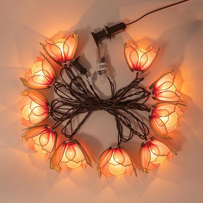 Decorative String Lights Plug in with 10 Incandescent Bulbs, Flower Garland Fairy Lights Connectable Weatherproof Outdoor Indoor for Wedding Garden Pergola Bedroom Porch Floral Home Decor (Multicolor) TWINKVILLA