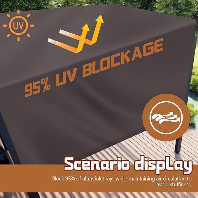 Universal Pergola Replacement Canopy Outdoor Canopy Shade Cover Waterproof Shade Top Cover for Outdoor Patio Porch Backyard(16 x 8 ft,Coffee) Wowangce