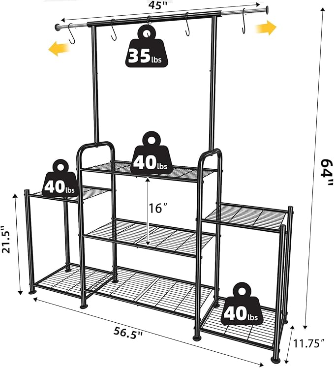 Simple Trending Plant Stand Indoor Outdoor, Metal 3 Tier Tall Hanging Plant Shelf for Multiple Flower Planter Large Heavy Duty Ladder Plant Holder for Garden, Black SimpleTrending