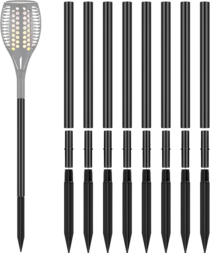 Chunful 8 Kit Solar Light Stakes Replacement Lame Lamp Extension Pole Ground Stake and Joint Connector Kit for Outdoor Garden Backyard(12.2 Inch) Chunful