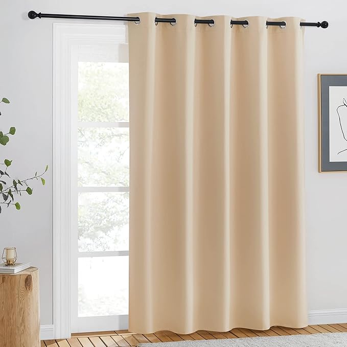 NICETOWN Blackout Curtains for Windows 84 inch Long - Window Treatment Thermal Insulated Solid Grommet Room Darkening Drapes for Bedroom/Living Room (Biscotti Beige, 1 Panel, W66 x L84) NICETOWN