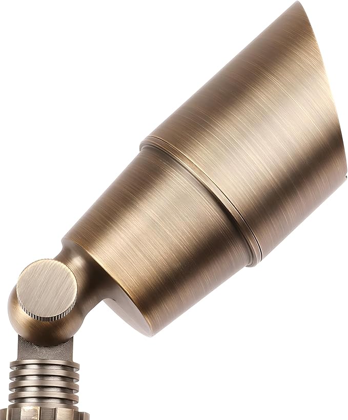 PARTPHONER Solid Brass Low Voltage Landscape Lighting, Wired 12V LED Landscape Spotlights with Aluminum Housing MR16 Bulb, Heavy Duty Outdoor Waterproof Up Lights for Garden, Yard, Trees, 4Pack PARTPHONER