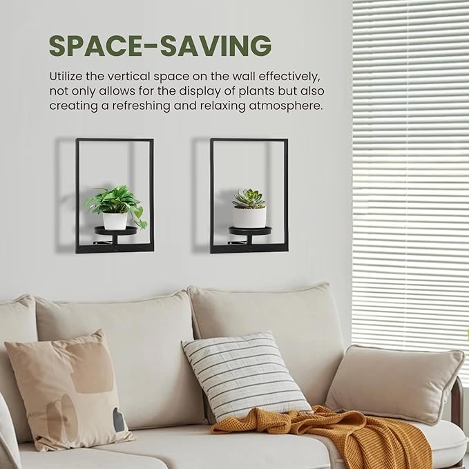 Wall Planters for Indoor Plants, Window Plant Shelves Set of 3, Wall Plant Stand to Hold Large Pots - Premium Metal Hanging Plant Holder for Indoor Outdoor Decor STORENIZATION