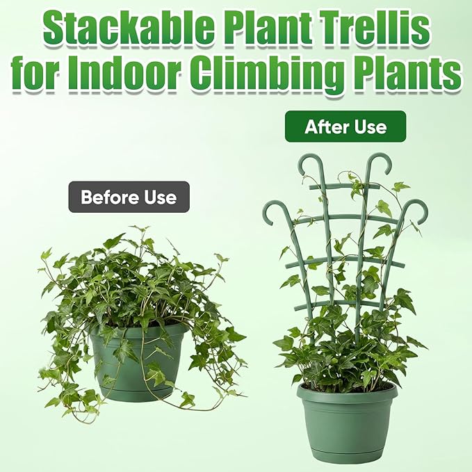 Plant Support Stakes,Stackable Plant Trellis for Indoor Climbing Plants,Small Plant Climbing Trellis for Potted Plants Plastic Climbing,Potted Plant Trellis for Houseplants (6PCS) Rootora
