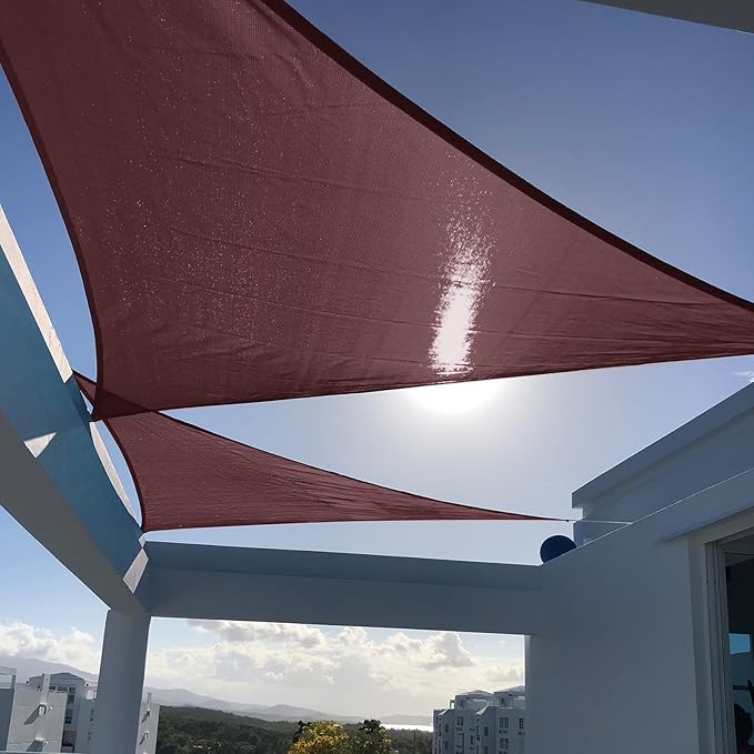 SUNNY GUARD Sun Shade Sail 20'x20'x20' Triangle Brown UV Block Sunshade for Backyard Yard Deck Patio Garden Outdoor Activities and Facility(We Make Custom Size) SUNNYGUARD