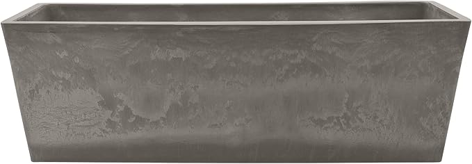 Arcadia Garden Products U65CT Plastic/Stone/Wood Composite Simplicity Window Box, No Drainage Hole (Drillable), Patio Plant Container, Indoor Outdoor Planter, 25.5" x 9, Cement Color PSW