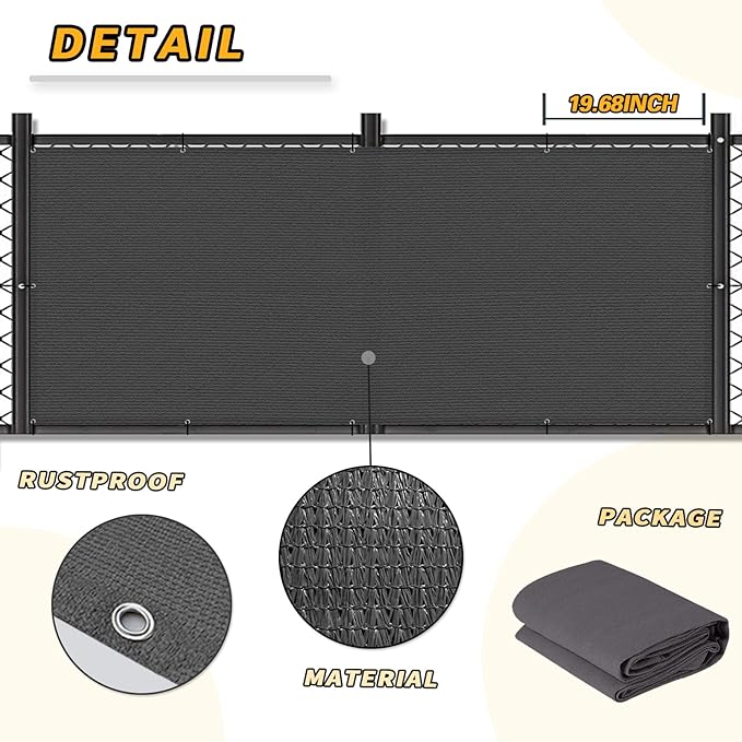LOVE STORY Balcony Privacy Screen, 3'x9' Deck Shield Screen Fence Cover,UV Protection and Weather-Resistant,3 FT Height for Deck, Patio, Backyard, Outdoor Pool, Porch, Railing, Dark Grey LOVESTORY