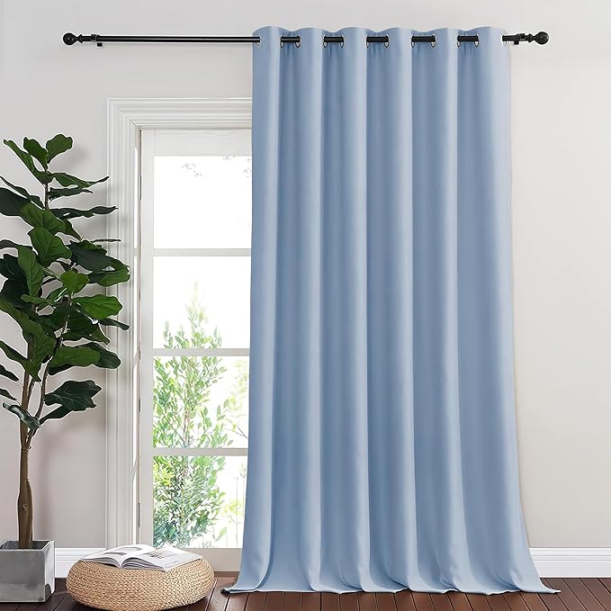 NICETOWN Blackout Curtains & Drapes - Privacy Thermal Efficiency Backdrop Curtains for Bedroom Room Divider Living Room Patio Sliding Glass Door, Wide 80 x Long 144 inch, Vintage Blue, 1 Panel NICETOWN