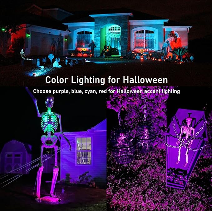 TOVEENEN 25W Color LED Outdoor Landscape Spotlight - Waterproof RGB Spot Lights for Yard Tree House Halloween Christmas, Dual Mode, 120V 25W TOVEENEN