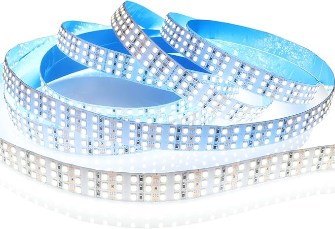 16.4ft SMD 2835 White LED Strip Lights 12V 1800 LEDs Triple Row Daylight White 6000K Dimmable LED Flexible LED Tape Lights for Home, Bed, Kitchen Decor(Non-Waterproof IP20) LEDENET