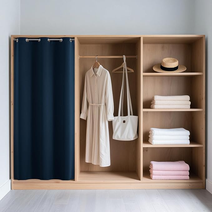 Joydeco Blackout Door Curtain for Doorway Privacy 90 Inches Long, Grommet Closet Curtain for Open Closet, Room Divider for Bedroom Living Room (Navy Blue, 52Wx90L, 1 Panel) JOYDECO