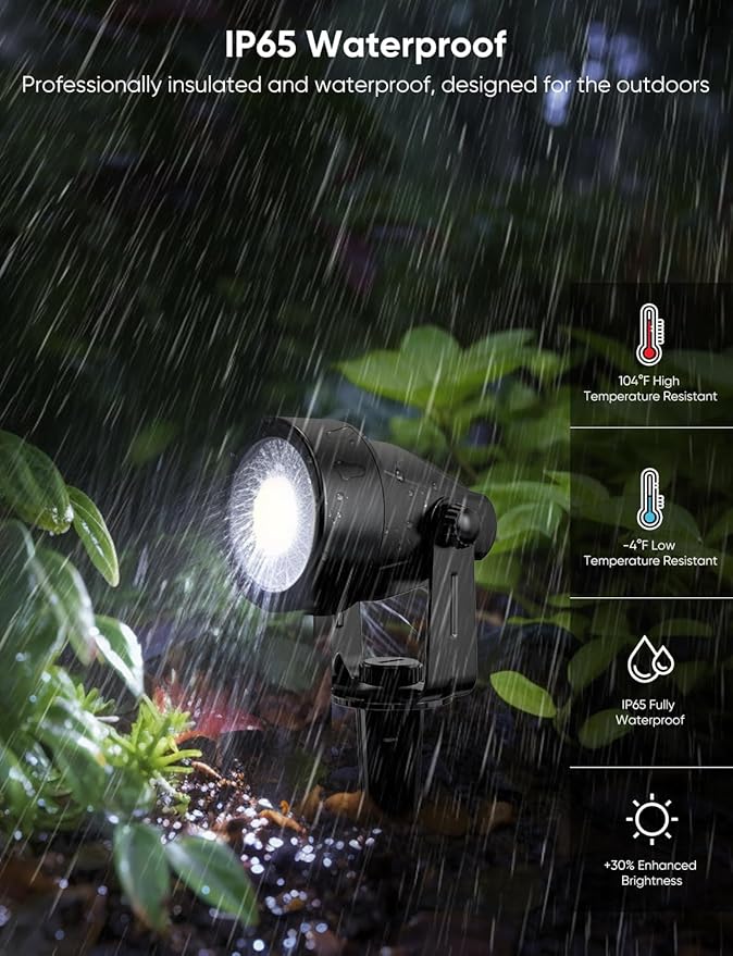APPECK Landscape Lighting, RGBW Color Changing Low Voltage Landscape Lights with APP Control, IP65 Waterproof Outdoor Spotlights for Garden Yard Outside Decoration, 4 Pack APPECK