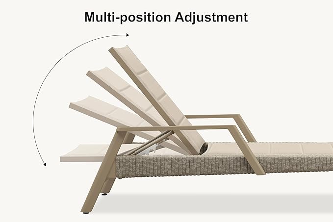 PURPLE LEAF 3-Piece Patio Chaise Lounge Set with Market Umbrella Adjustable Outdoor Recliners for Pool, Patio and Garden Nurture Shale PURPLELEAF