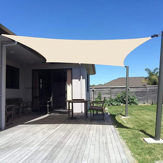 SUNNY GUARD Custom Size 5'x16' Rectangle Butter Cream UV Block Sunshade for Backyard Yard Deck Patio Garden Outdoor Activities and Facility(Customized) SUNNYGUARD
