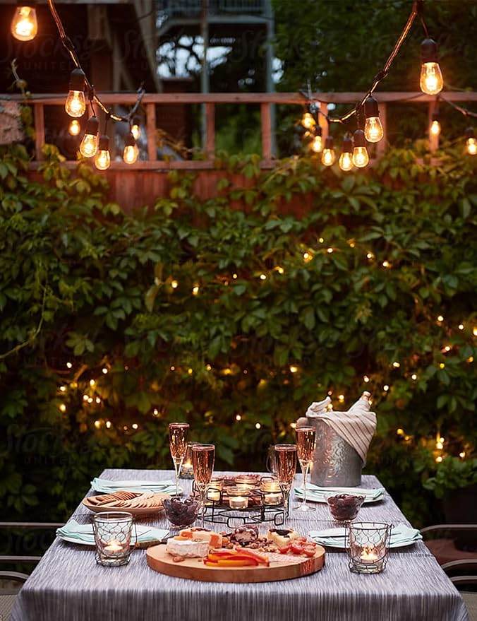 Svater Outdoor String Lights Led 105FT, Commercial Grade Patio Light with 1W Dimmable S14 Shatterproof Bulbs, ETL Listed Heavy-Duty Outside Waterproof Cafe Bistro Market Lighting Warm White Svater