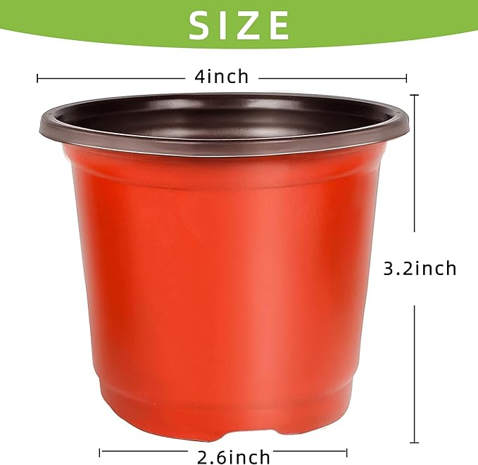 Plant Nursery Pot/Pots 100 Pcs 4" Plastic Small Plants Pots Flower Pots Seed Starting Pots for Plants Indoor Outdoor Seedling pots (with 100 Plant Labels) LWWTBS