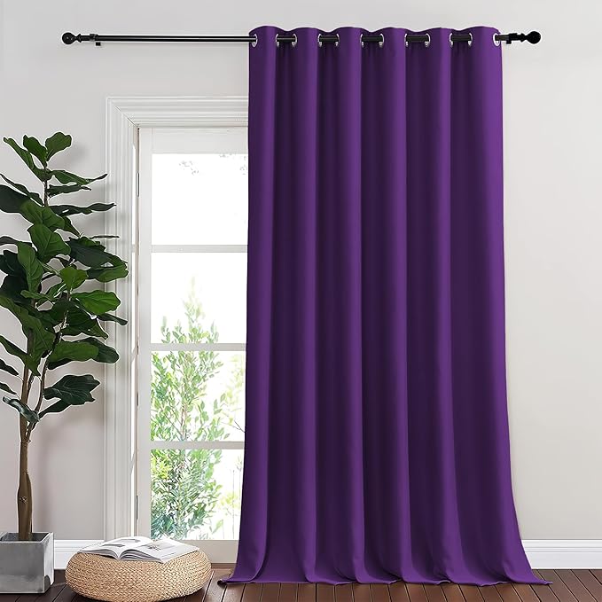 NICETOWN Blackout Room Divider Curtains for Sliding Glass Doors 102 Inches Long 1 Panel, Extra Wide Curtains for Doorway Patio Bedroom Living Room (Royal Purple, 80Wx102L, 1 Panel) NICETOWN