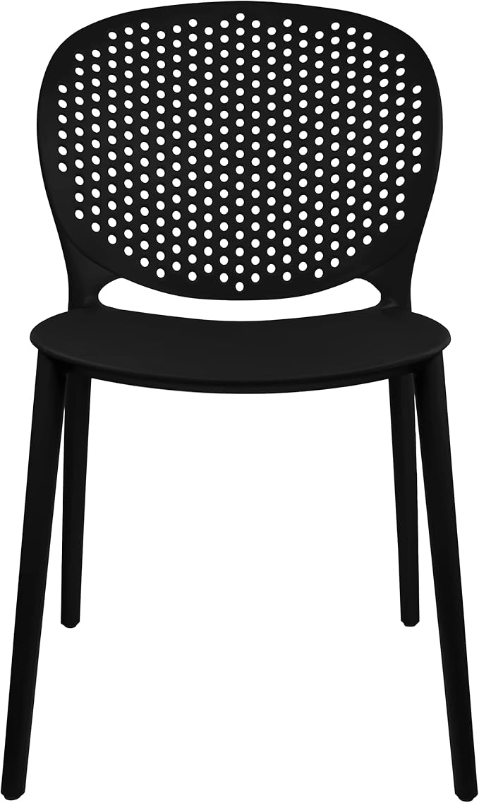 2xhome Patio Dining Chair | Modern Stackable Outdoor Pool Side Chair | Weather Resistant Plastic for Yard, Porch, Balcony, Kitchen, Black, Single, Set of 1 2xhome
