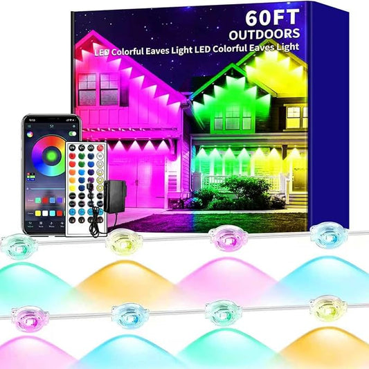 60ft Permanent Outdoor Light, RGB Outdoor eave Lights with APP & Remote Control,Music synchronisation IP67 Waterproof LED eave Light,Suitable for Party, Daily,Halloween,Christmas,Rooftop,Garden,Patio Rootora