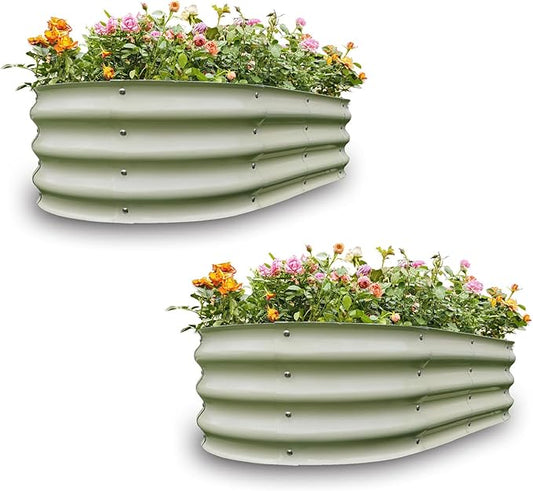 Gardmax 2 Pack Galvanized Raised Garden Bed, Lightweight Planter Boxes Outdoor with Easy Assembly, Large Garden Bed for Vegetables, Fruits, Flower ChooseGardmaxforbetterlife