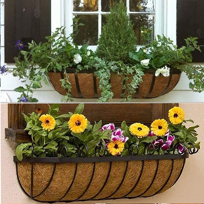 2 Pcs Garden Coconut Planter Liner - Preformed Window Box Natural Trough Coco Coir Mats (36 Inch) boUod