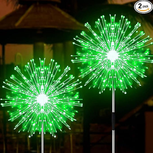 JJGoo Solar Firework Lights, 2 Pack 120 LEDs 2 Lighting Modes Solar Garden Lights Outdoor Waterproof for Yard Patio Walkway Pathway Party Wedding Christmas Decorative - Green JJGoo