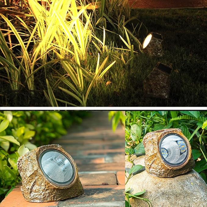 EiGreen Solar Garden Rock Lights Outdoor, 2 Pack 10 LED Waterproof Solar Powered Rock Light，Yard Landscaping Spotlights, for Indoor and Outdoor Decoration EigreenSolaroutdoorlights