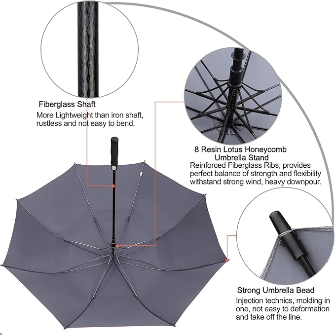 G4Free 47/54/62/68/72 Inch Automatic Open Golf Umbrella Oversize Extra Large Double Canopy Vented Windproof Waterproof Stick Umbrellas G4Free