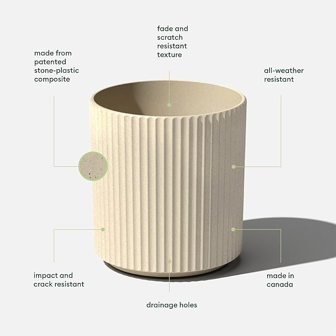 Veradek Demi Series Round Planter for Porch, Patio, Backyard | Durable Plastic-Concrete Material | Modern Décor for Tall Plants, Flowers VeradekOutdoor