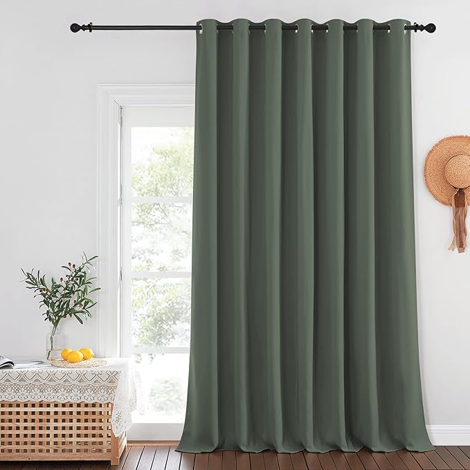 NICETOWN Blackout Curtains for Sliding Glass Door Room Divider Noise Reduce Curtain Panel Portable Window Screen Sliding Partition, W100 x L102 inches, 1 Panel, Dark Mallard NICETOWN