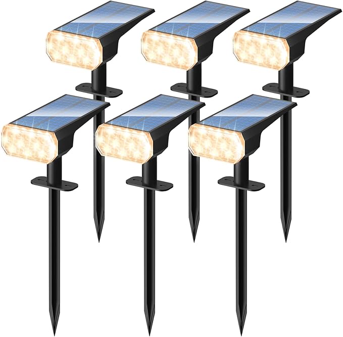DINGLILIGHTING Waterproof Solar Lights Outdoor: IP65 Led Spot Light Decorations for Garden - 3 Lighting Modes Solar Powered for Yard - Dust to Dawn Uplighting Landscape Pathway Drive Patios 6PC Warm DINGLILIGHTING