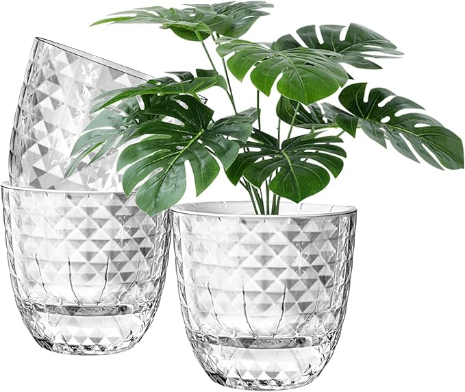 Self Watering Pots for Indoor Plants, Flower Pots, Self Watering Plant Pot-3pcs 6inch Clear Etvski