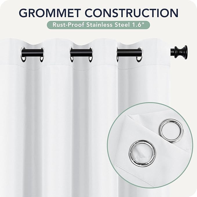Outdoor Curtains for Patio Waterproof 6 Panels - Windproof, Privacy, Weatherproof Outside Drapes for Gazebo Pergola Porch, Grommet Top and Tab Bottom, 54x120 Inch, White RichSets